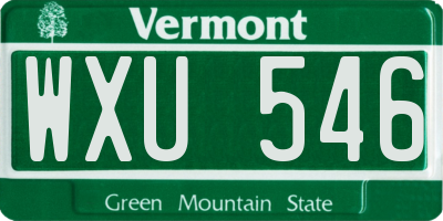 VT license plate WXU546