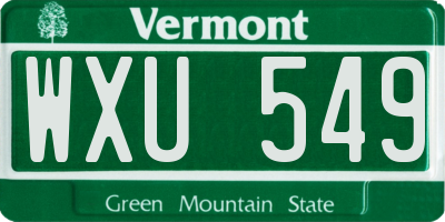 VT license plate WXU549