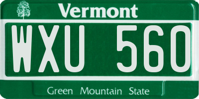 VT license plate WXU560