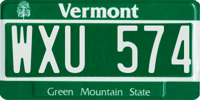 VT license plate WXU574
