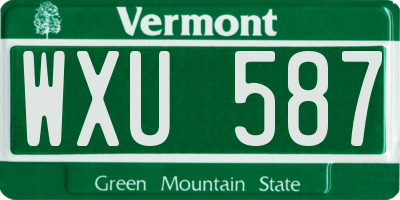 VT license plate WXU587