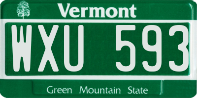 VT license plate WXU593