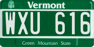 VT license plate WXU616
