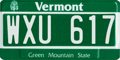 VT license plate WXU617
