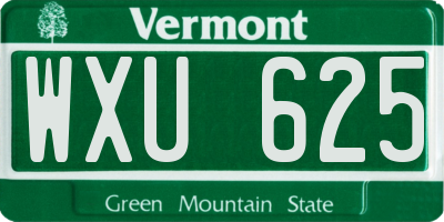 VT license plate WXU625