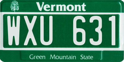 VT license plate WXU631