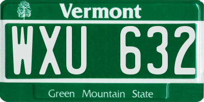 VT license plate WXU632
