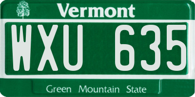 VT license plate WXU635