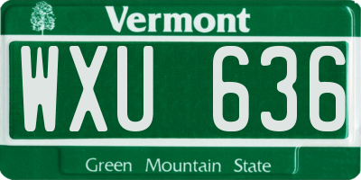 VT license plate WXU636