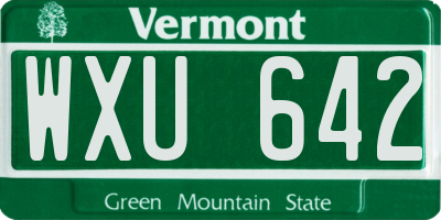 VT license plate WXU642