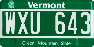 VT license plate WXU643