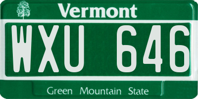 VT license plate WXU646
