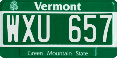 VT license plate WXU657