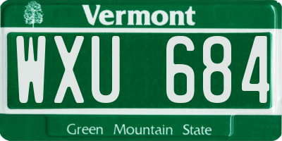 VT license plate WXU684