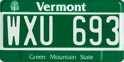 VT license plate WXU693