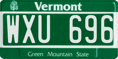 VT license plate WXU696