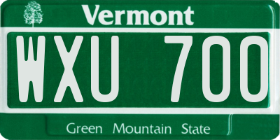 VT license plate WXU700