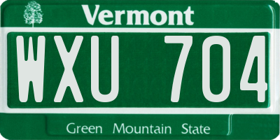 VT license plate WXU704