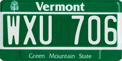 VT license plate WXU706
