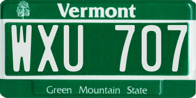 VT license plate WXU707