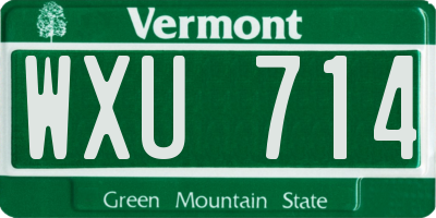 VT license plate WXU714