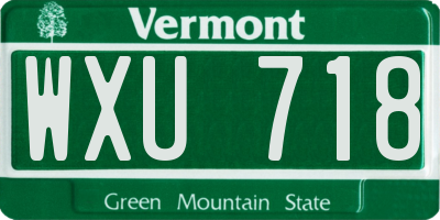 VT license plate WXU718