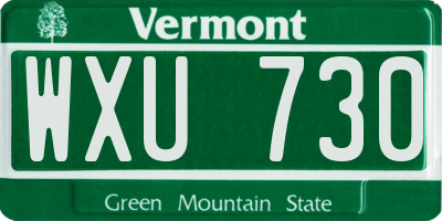 VT license plate WXU730