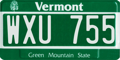 VT license plate WXU755