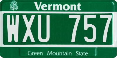 VT license plate WXU757