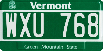 VT license plate WXU768