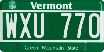 VT license plate WXU770