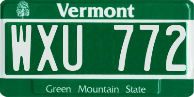 VT license plate WXU772