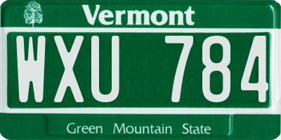 VT license plate WXU784
