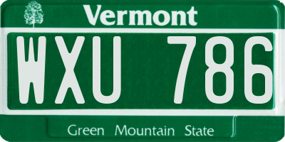 VT license plate WXU786