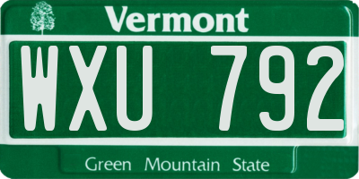 VT license plate WXU792