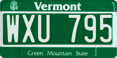 VT license plate WXU795