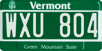 VT license plate WXU804