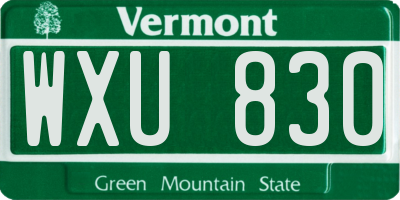VT license plate WXU830