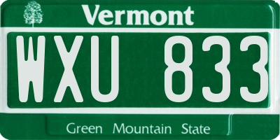 VT license plate WXU833