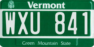 VT license plate WXU841
