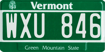 VT license plate WXU846
