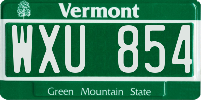 VT license plate WXU854