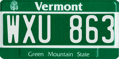 VT license plate WXU863