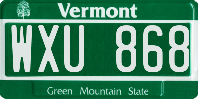 VT license plate WXU868