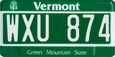 VT license plate WXU874
