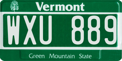VT license plate WXU889