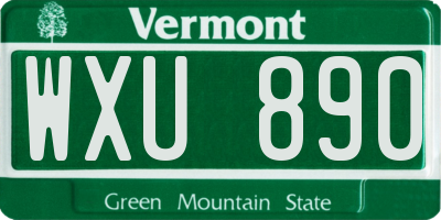 VT license plate WXU890