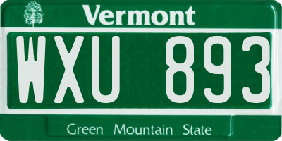 VT license plate WXU893