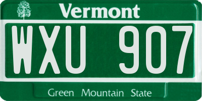 VT license plate WXU907