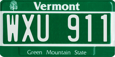 VT license plate WXU911